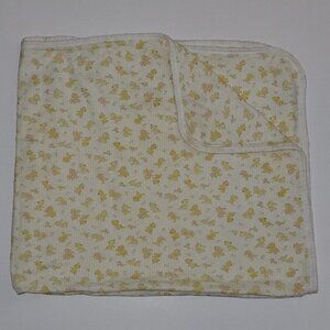 VTG Carter's Yellow Striped Baby Blanket Squirrels Bunnies Orange Cotton 36x36